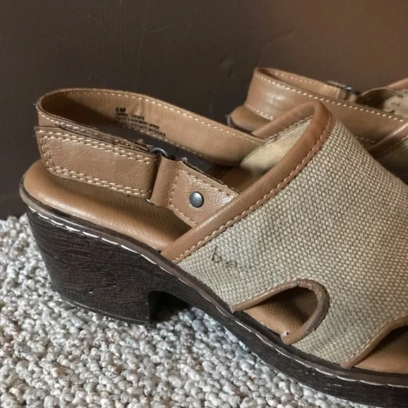 BOC Beige Canvas Backstrap Clog Mules, EUC, 36/6 - Picture 3 of 14